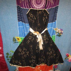 Steppin Out- Black and gold Cocktail Party Dress